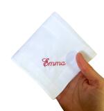 Mouchoir femme blanc personnalisé – coton doux brodé, 30x30 cm